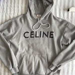 Celine Heather Gray Logo Hoodie